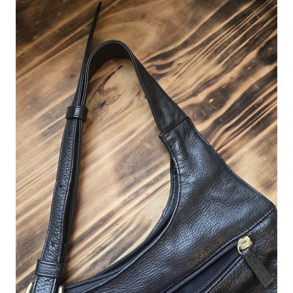 JP Ourse & Cie Bolivia Black Leather Cross Body Traveler Bag Unisex Handbag - Picture 7 of 12